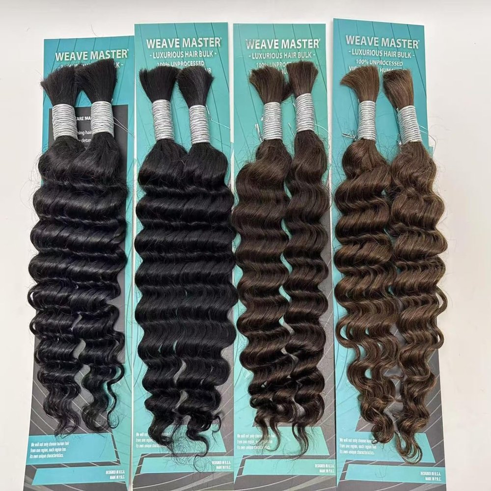 Weave Master 100% Human Bulk Hair Deep Wave, 12A Grade, Boho Braiding Style (613, 14")