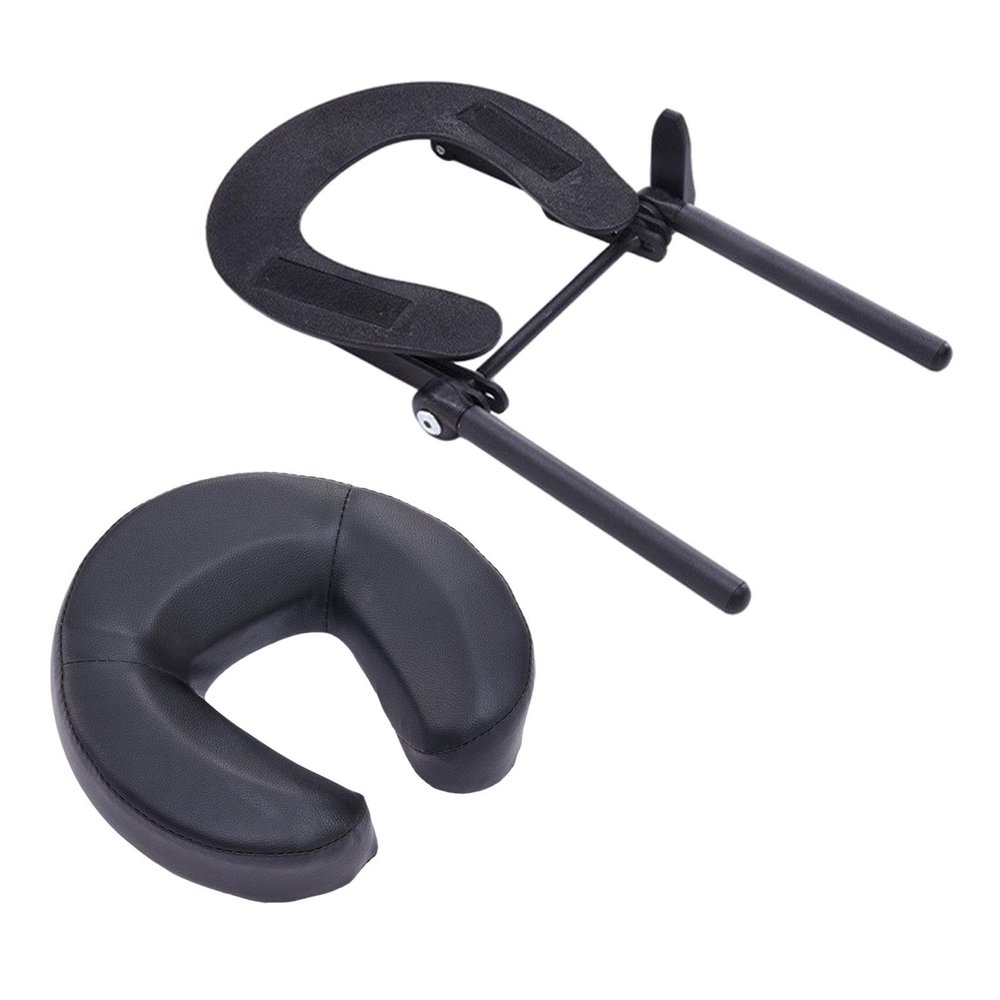 Kokiya Massage Table Face Cradle with U Shape Pillow Adjustable Aluminum Alloy Bracket Massage Equipment Comfort Face Rest Support, Black