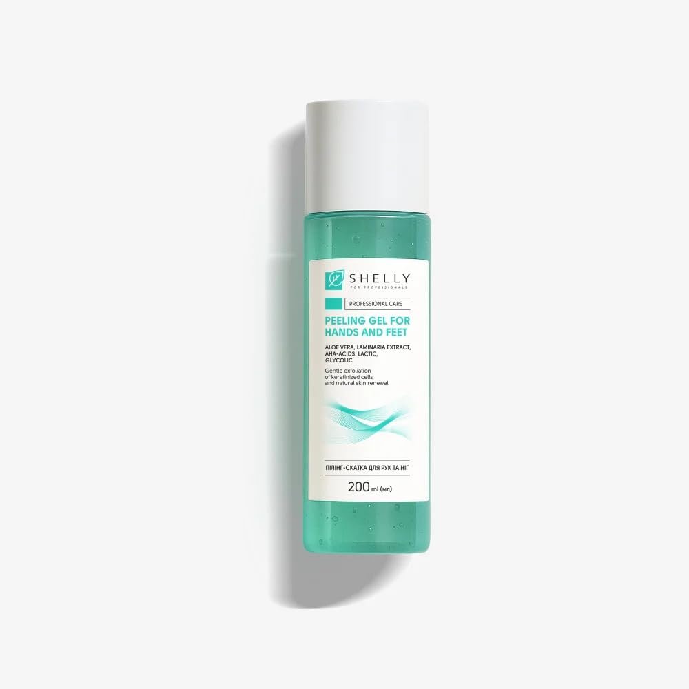 Shelly Peeling Gel for Hands and Feet, Gentle Exfoliant with Natural AHA Acids, 200ml (200, Aloe Vera, Laminaria Extract, AHA-Acids: Lactic, Glycolic)