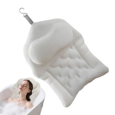 Bath Tub Pillow,4D Bathtub Neck Support - Headrest with Suction Cups for Shower Soaking Relaxation Men Women Daily Apartment Bathroom Pool Outdoor Camping Spa