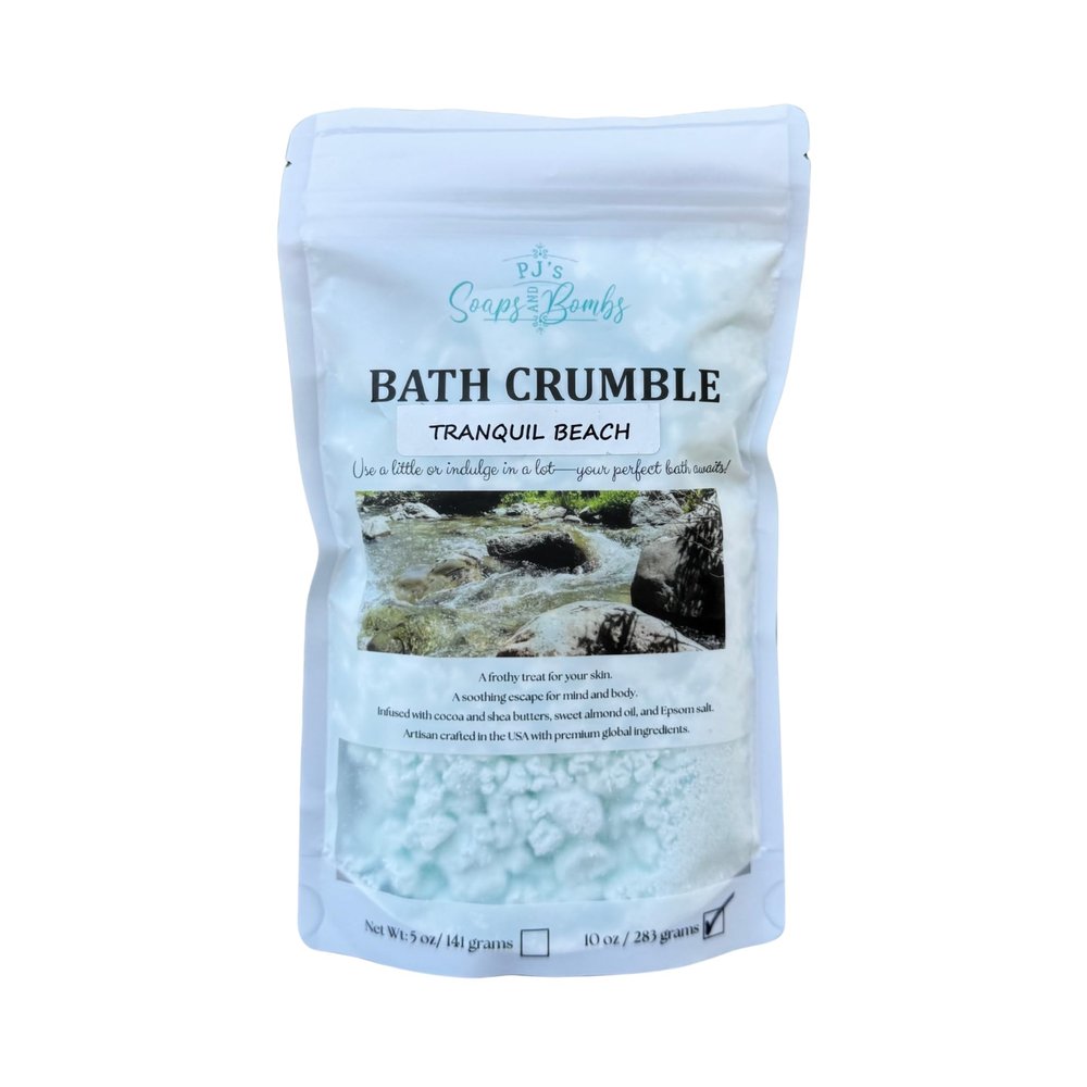 PJs Shea & Almond Bliss Bath Bomb Crumble Tranquil Beach Scent, Moisturizing & Hydrating Aromatherapy Soak, Handmade Small Batch, Paraben-Free, Cruelty-Free, 10 oz