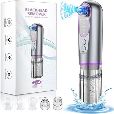 Blackhead Remover Vacuum with Microbubble Cleaning, Facial Pore Extractor & Pro Cleanser Tool, 3 Suction Levels, 5 Replaceable Heads for Deep Cleansing & Skin Care