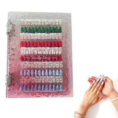 APLUSH Magnetic Nail Swatches Book,Removable Blank Nail Sample Display Organizer,Professional Salon Nail Art Color Chart Practice Booklet for Easy Preview Storage,Pink,120 Colors