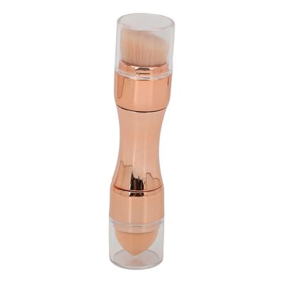4 in 1 Makeup Brush | Soft Fibers & Elastic Sponge Head | Portable Foundation/Eyeshadow/Lip Brush for Travel & On - The - Go Makeup