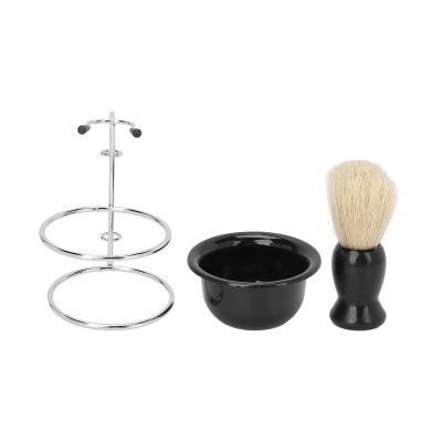 Shaving Brush Set 3 Pack | Nylon Fibers for Sensitive Skin & Painless Shaving | Beard Care Kit with Bowl & Stand | Present for Men