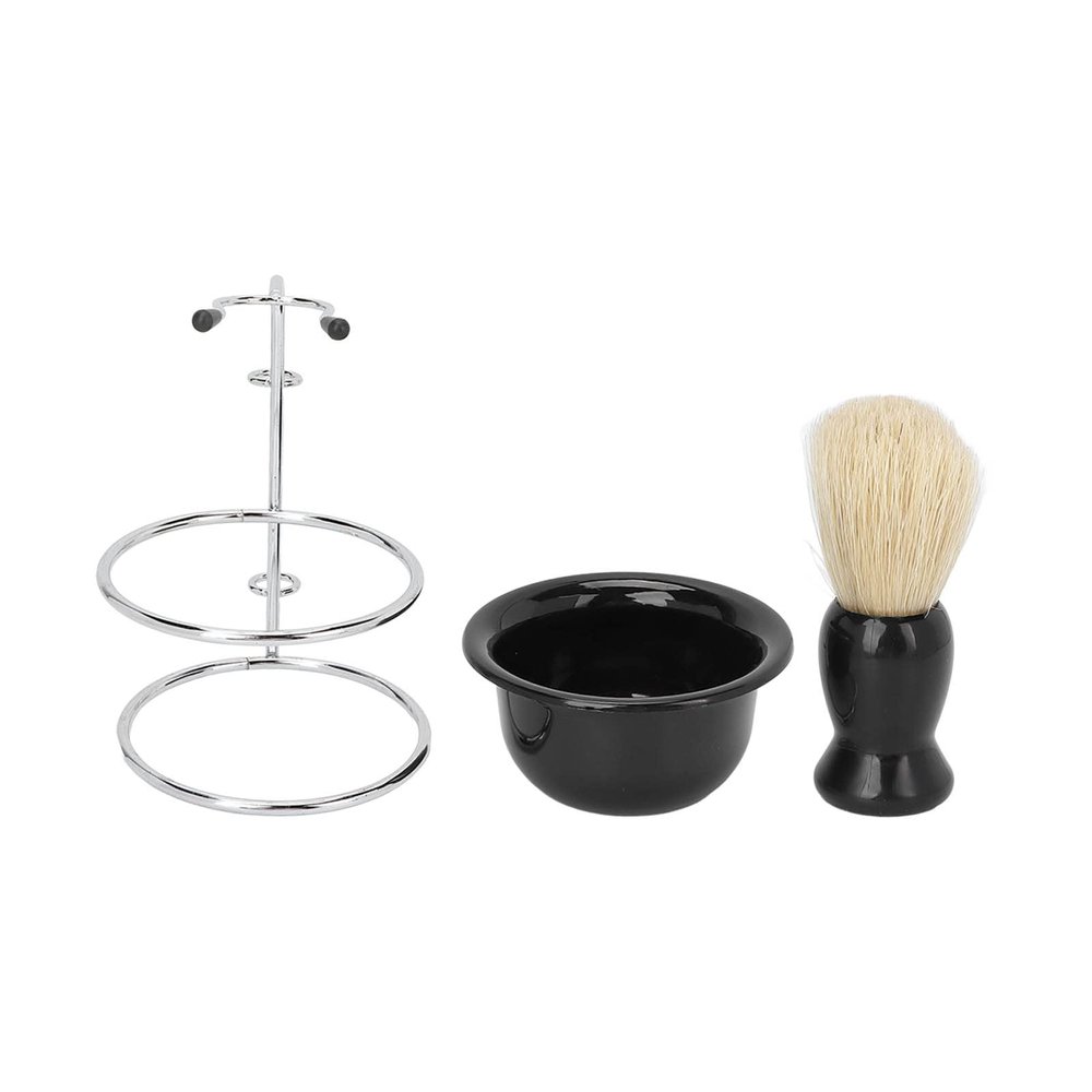 Shaving Brush Set 3 Pack | Nylon Fibers for Sensitive Skin & Painless Shaving | Beard Care Kit with Bowl & Stand | Present for Men