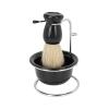 Shaving Brush Set 3 Pack | Nylon Fibers for Sensitive Skin & Painless Shaving | Beard Care Kit with Bowl & Stand | Present for Men view 3
