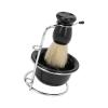 Shaving Brush Set 3 Pack | Nylon Fibers for Sensitive Skin & Painless Shaving | Beard Care Kit with Bowl & Stand | Present for Men view 4