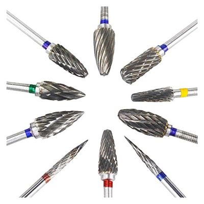 LABUDFCR 10 Pcs Grinding Head, Ladder HeadTungsten Steel Nail Drill Bit