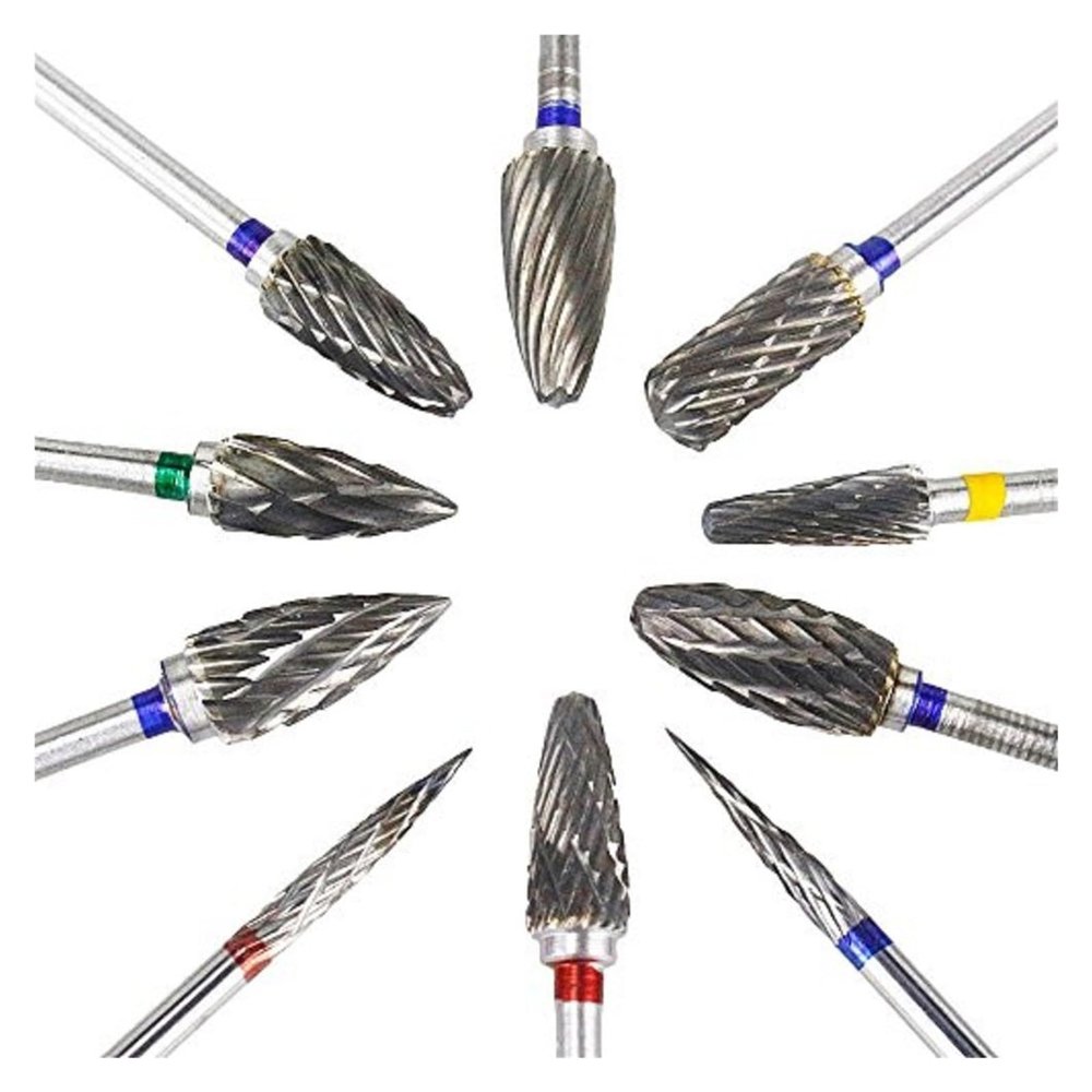 LABUDFCR 10 Pcs Grinding Head, Ladder HeadTungsten Steel Nail Drill Bit