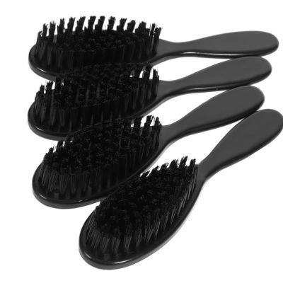 4 Pcs Black Beard Brush for Men Cleaning Shaving Bristle Grooming Salon Tool Fade Hairline Shaping Durable Wood Compact