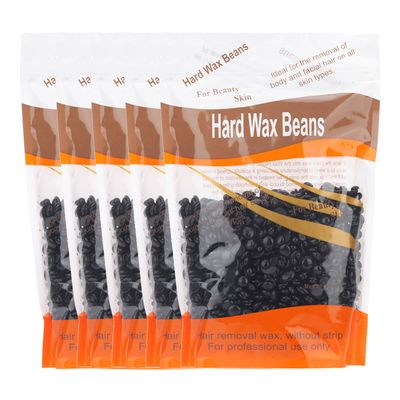 Hard Wax Beans for Face, Underarms, Brazilian & Bikini Hair Removal - 10.6oz Pack of 5 (Black)