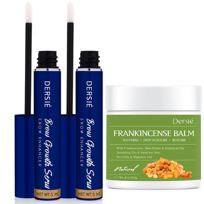 Dersie Eyebrow Growth Serum (Pack of 2) + Frankincense Balm  Natural Care Duo