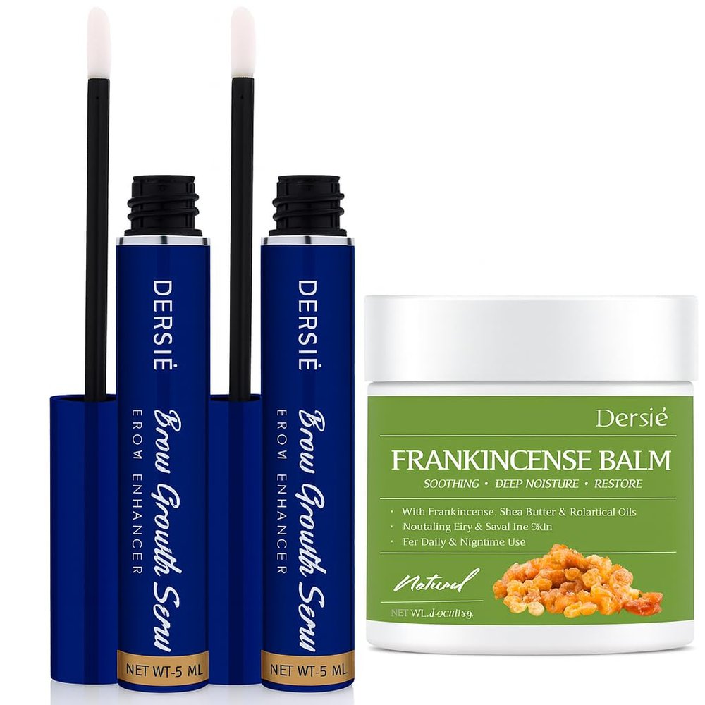 Dersie Eyebrow Growth Serum (Pack of 2) + Frankincense Balm Natural Care Duo