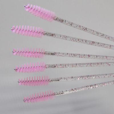 50-Piece Disposable Mascara Wands, Crystal Spoolie Brushes for Eyelash Extensions, Pink (pink)
