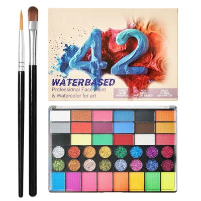 Face Painting Kit for Kids | 42 Color Water Activated Facepaint Makeup Kit | Professional Makeup Facepaint for Christmas Party Carnival School Events Halloween Festivals Birthday Stage Performance