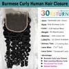 Kiss darling LASHES Burmese Curly Human Hair Lace Closure 20inch 4"x4" Transparent Lace Top Closure Invisible Bleached Knots Pre-Plucked with Baby Hair view 4