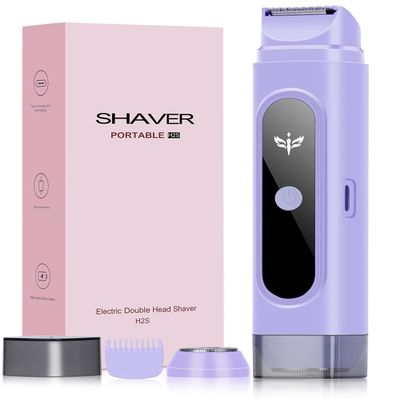 Kaaeiccr Bikini Trimmer for Women, 2-in-1 Bikini Line & Pubic Hair Trimmer for Sensitive Skin, Wet & Dry Electric Razor, Close & Gentle Shaving for Bikini Area, USB Rechargeable (Purple)