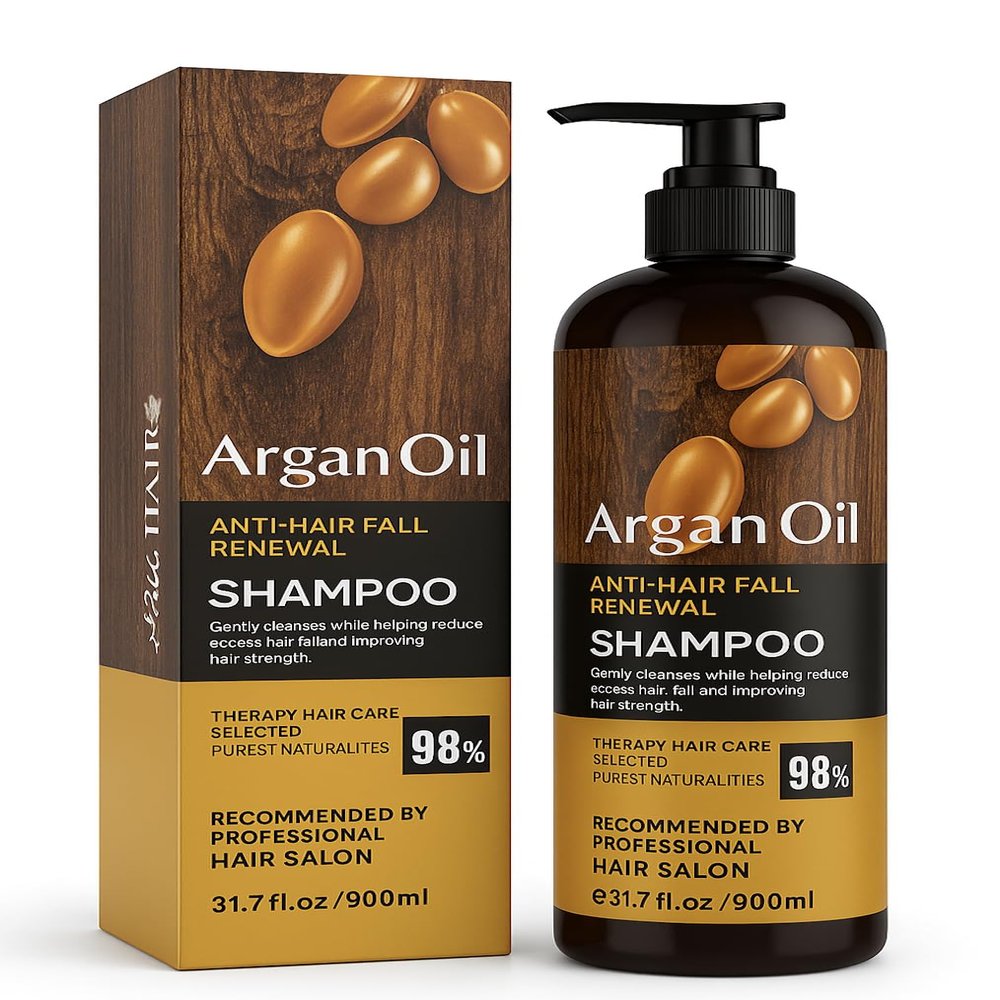 900ml X-large Argan Oil Shampoo Sulfate Free Moroccan Care with Keratin - For Curly, Straight, Dry and Damaged Hair - Moisturizing, Hydrating, Anti Frizz Salon Technology