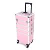 BWANNATDO Four in one aluminum alloy pull rod makeup case, embroidered box, pink view 1