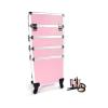 BWANNATDO Four in one aluminum alloy pull rod makeup case, embroidered box, pink view 3
