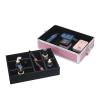 BWANNATDO Four in one aluminum alloy pull rod makeup case, embroidered box, pink view 4