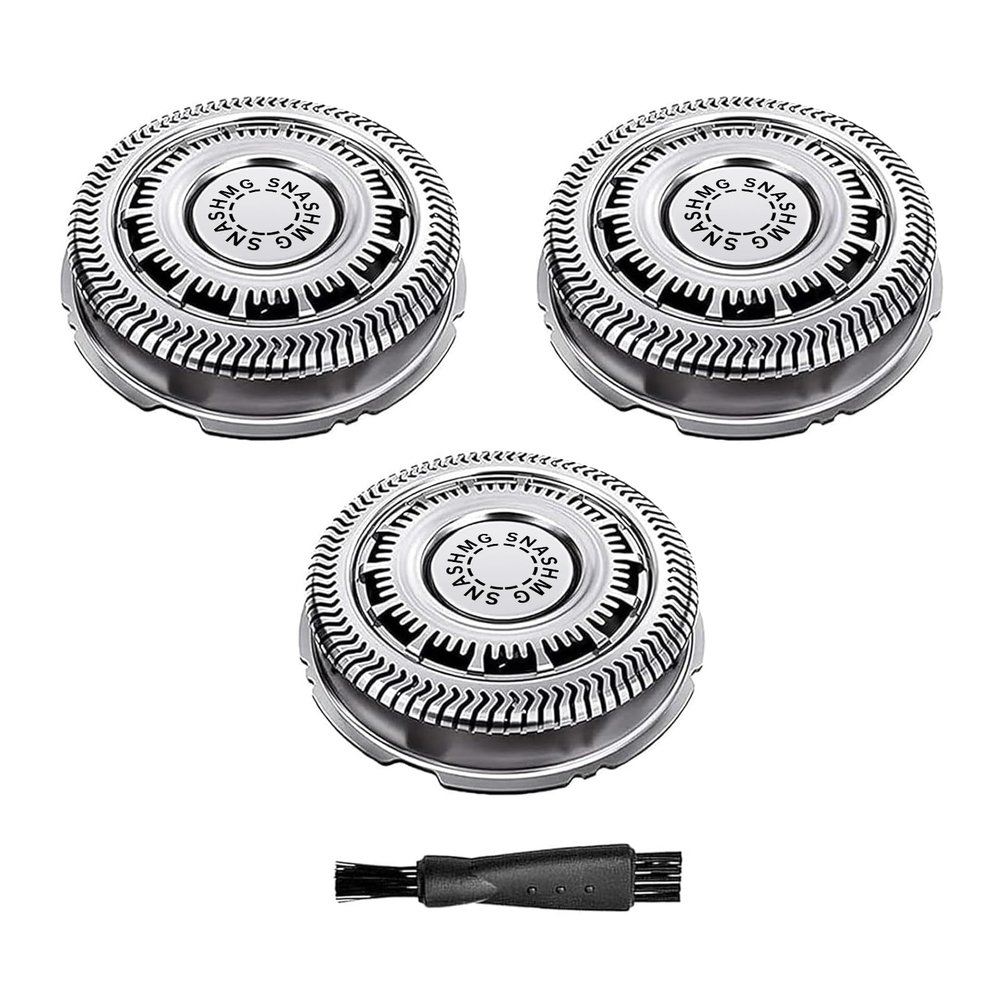 3 PCS SH60 Replacement Heads Compatible with Philips Norelco 6000 Replacement Blades Series 6000 Electric Shaver Razors for S6000 S6550 S6840 S6580 & Brush