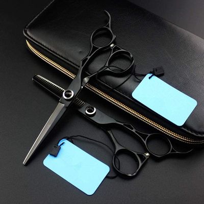 6 Inch Black Cut Hair Salon Scissors Cutting Barber Thinning Shears Hairdressing Scissors