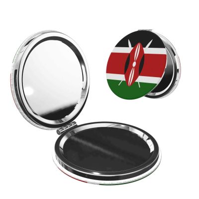 HVGZCTU Kenya Flag Compact Pocket Mirror Patriotic Double-Sided 1X, 2X Magnifying Round Makeup Mirror Portable Foldable