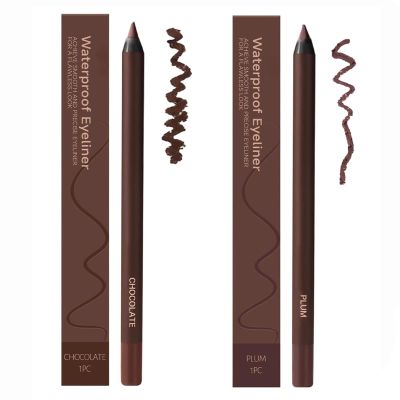 2pcs 24 Hr Waterproof Eyeliner, 2025 New Chocolate and Plum Eyeliner, Waterproof Pencil No Smudging, Fading, Smooth and Easy To Color (Chocolate Plum)