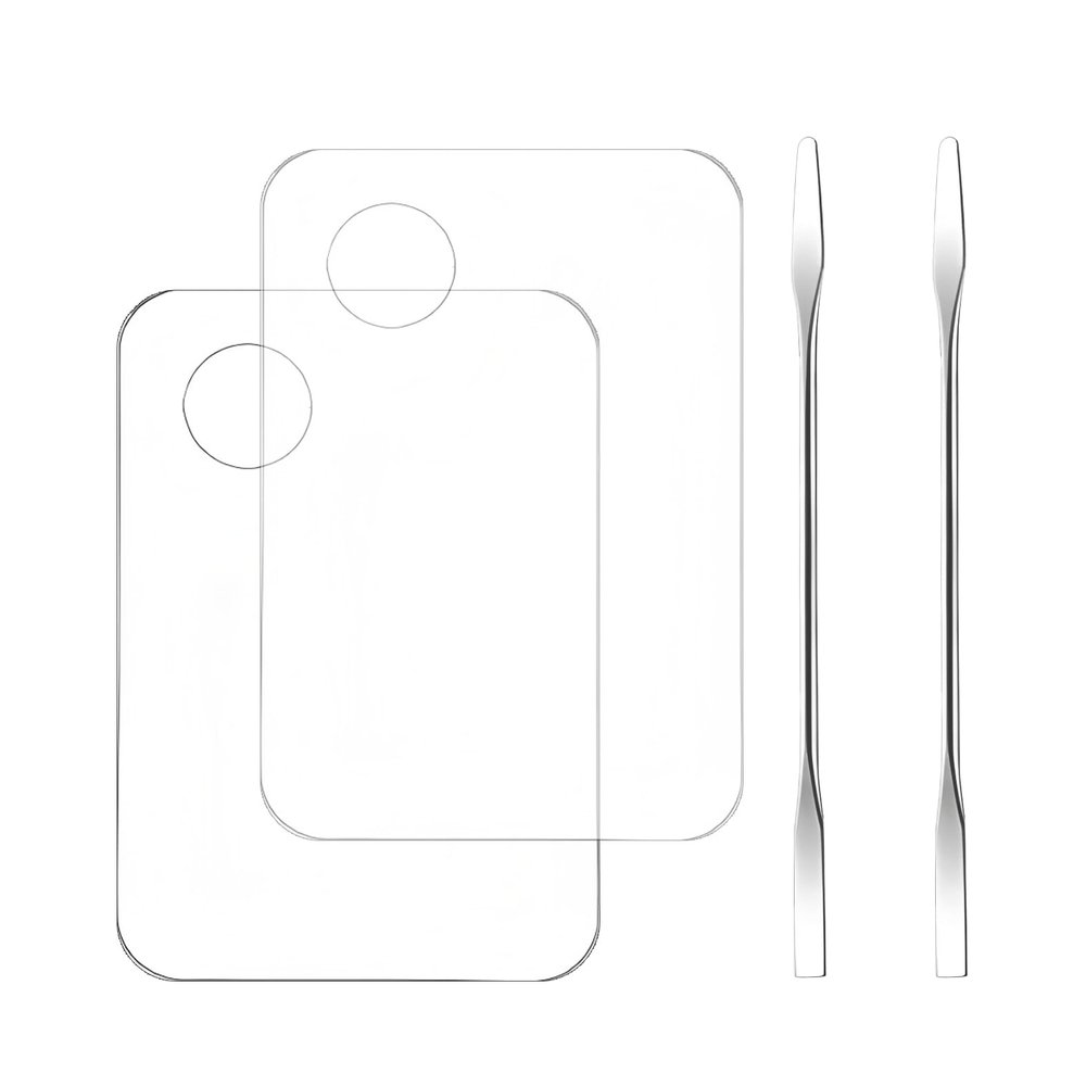 Anphly 2PCS Acrylic Cosmetics Palette with 2PCS Spatula Tool Suitable for Basic Eye Shadow Lipstick Nail Art Professional Pigment Mixing