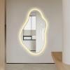 24x32 Irregular Mirror Full Length with 3 Colors Lights Tepless Dimmable Frameless Wall Mirrors for Hallway Bathroom Dressing Table view 1