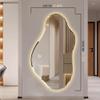 24x32 Irregular Mirror Full Length with 3 Colors Lights Tepless Dimmable Frameless Wall Mirrors for Hallway Bathroom Dressing Table view 4