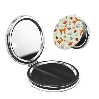 ZALAAUO Portable Pocket Makeup Mirror, Mini Pocket Roundness Mirror Suitble Go Out Concerts Trips Camping Mother's Day for Mother Elk