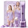 Bikini Trimmer for Women,Electric Razors for Women,Cordless Body Shaver for Trip, Body Groomer for Face, Legs,Bikini Line,Foil, IPX7 Waterproof&Easy Cleaning, Ceramic Blade, USB Charge Dock,Purple view 1