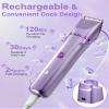 Bikini Trimmer for Women,Electric Razors for Women,Cordless Body Shaver for Trip, Body Groomer for Face, Legs,Bikini Line,Foil, IPX7 Waterproof&Easy Cleaning, Ceramic Blade, USB Charge Dock,Purple view 4