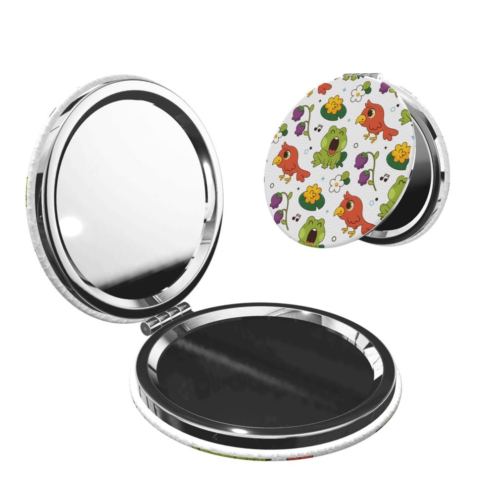 ZALAAUO Portable Pocket Makeup Mirror, Mini Pocket Roundness Mirror Suitble Go Out Concerts Trips Camping Mother's Day for Mother Frog18
