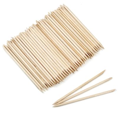 600PCS 4.5 Inch Orange Wooden Cuticle Pusher Sticks - Double-Sided Professional Manicure & Pedicure Pushers for Nail Art - Cuticle Sticks Packed in a Travel Case