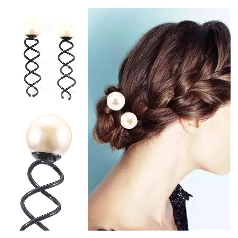 100 Pcs Sweet Girls Big Pearl Spiral Spin Hair Pins Useful Screw Bobby Clips Twist Barrette Accessory Styling Tools