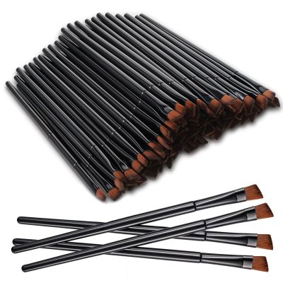 100 Pcs Disposable Angled Eyebrow Brush Eyeliner Brush Tint BrushesFlat Tapered Angled Concealer Brushes, Professional Salon Beauty Cosmetic Make Up Tool, Esthetician Supplies