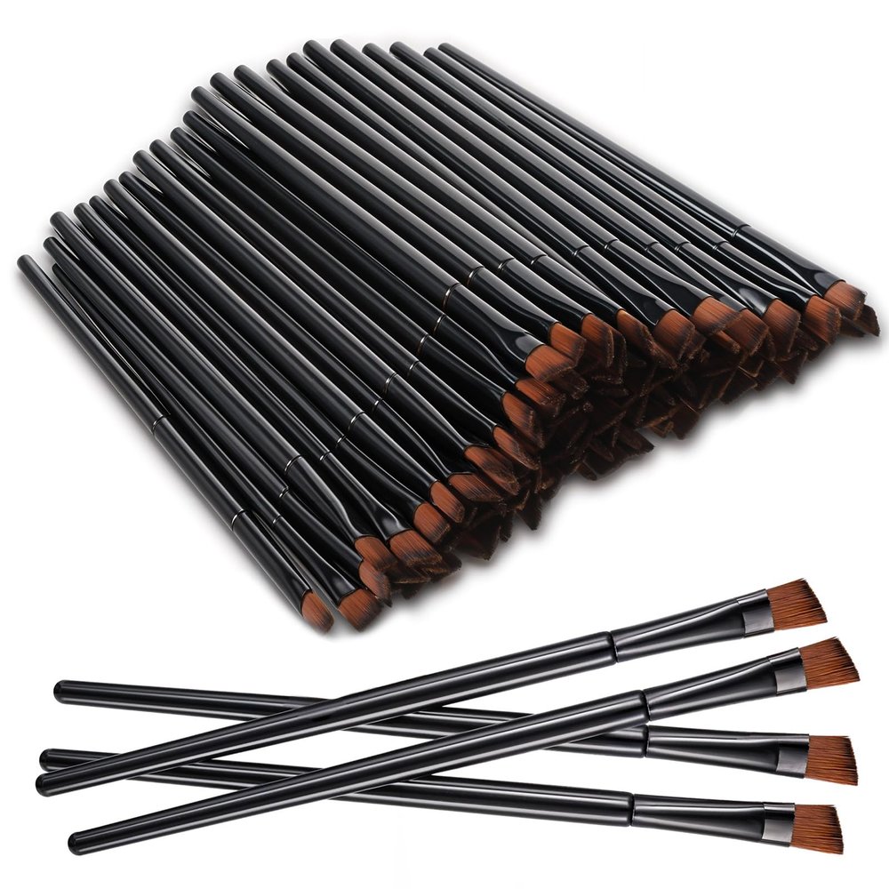 100 Pcs Disposable Angled Eyebrow Brush Eyeliner Brush Tint BrushesFlat Tapered Angled Concealer Brushes, Professional Salon Beauty Cosmetic Make Up Tool, Esthetician Supplies
