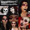Afflano Goth Makeup Kit Halloween Costume, SFX Clown Goth White Foundation Face Paint, Lipstick Black Red Eyeshadow, False Eyelashes Nail Eyeliner Eyebrow Carnival Theater Emo Mime Ghost Gothic Makeup view 2