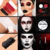 Afflano Goth Makeup Kit Halloween Costume, SFX Clown Goth White Foundation Face Paint, Lipstick Black Red Eyeshadow, False Eyelashes Nail Eyeliner Eyebrow Carnival Theater Emo Mime Ghost Gothic Makeup view 3