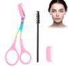Eyebrow Scissors with Comb and Brush Non Slip Eyebrow Trimmer Scissor for Women Men 2 in 1 Professional Eyebrows Trimmer (Pink) view 1