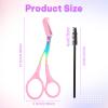 Eyebrow Scissors with Comb and Brush Non Slip Eyebrow Trimmer Scissor for Women Men 2 in 1 Professional Eyebrows Trimmer (Pink) view 2