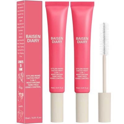 BAISEN DIARY 2 Pack Hair Cactus Fruit 3-in-1 Hair Styling Cream & Flyaway Taming Wand  Sleek Finish, Frizz Control, Edge Smoothing & Hair Shine | Natural Oils Formula | Lightweight, Non-Greasy