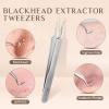 Blackhead Tweezer Stainless Steel Pimple Tweezers Extractor Tool for Remove Zit Whitehead Pimple Bend Curved Tweezer Skin Blackhead Remover Tool (Silver) view 2
