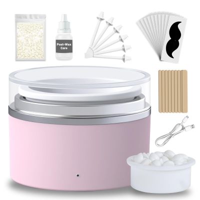 Mini Nose Wax Kit, Painless Ear Hair Removal Kit, Portable Nose Hair Waxing Kit Including 100g Wax Beads, 10 Applicators, 30 Nose Hair Sticks, 10 Mustache and Care Oil (Pink)