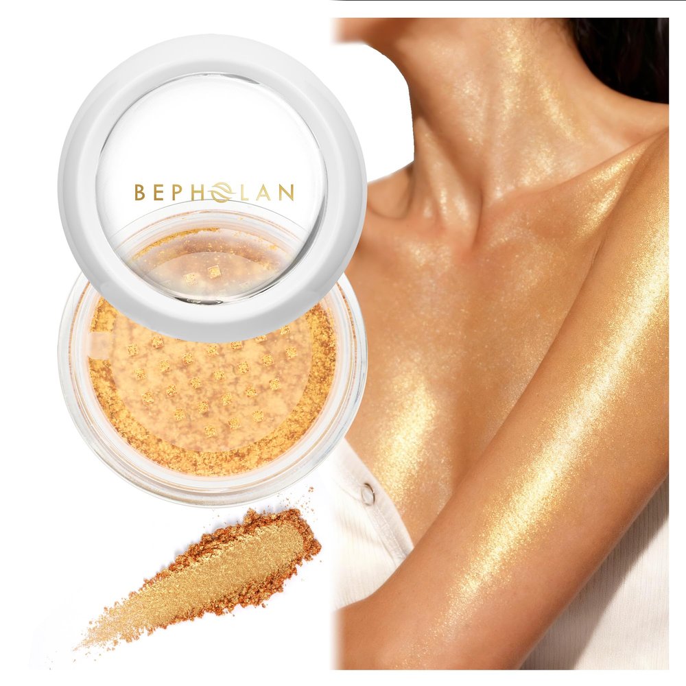 BEPHOLAN Highlighter Powder,High Gloss Glitter,Sparkling Powder Makeup for Face and Body - High-Pigment Shimmer Makeup, Long-Lasting & BuildableGilded Gleam 10g