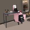 SuiYuLn Rolling Makeup Case,Pink Manicure Table with Mirror&LED Light,Telescopic Handle Foldable Beauty Salon Makeup station,Cosmetic Travel Case for Workstation Mobile,Nail Tech (Pink) view 3